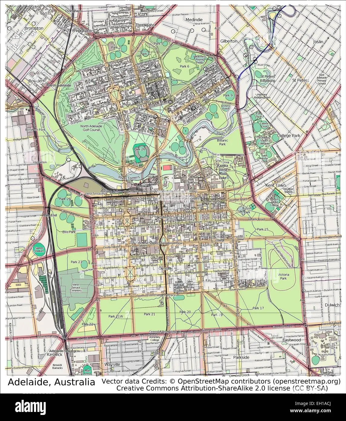 adelaide-australia-city-map-EH1ACJ.webp