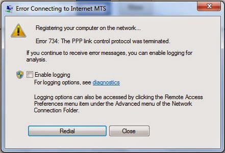 error 734 the ppp link control protocol was terminated .JPG