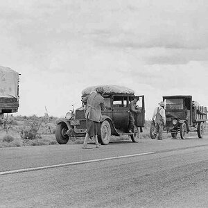 Dust bowl families heading west