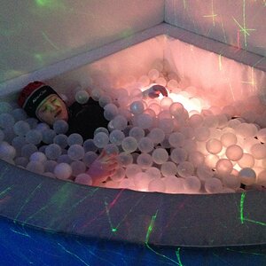 toothless in a fibre optic ball pit