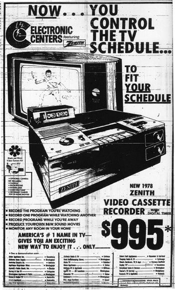 1978 Zenith VCR Advertisement