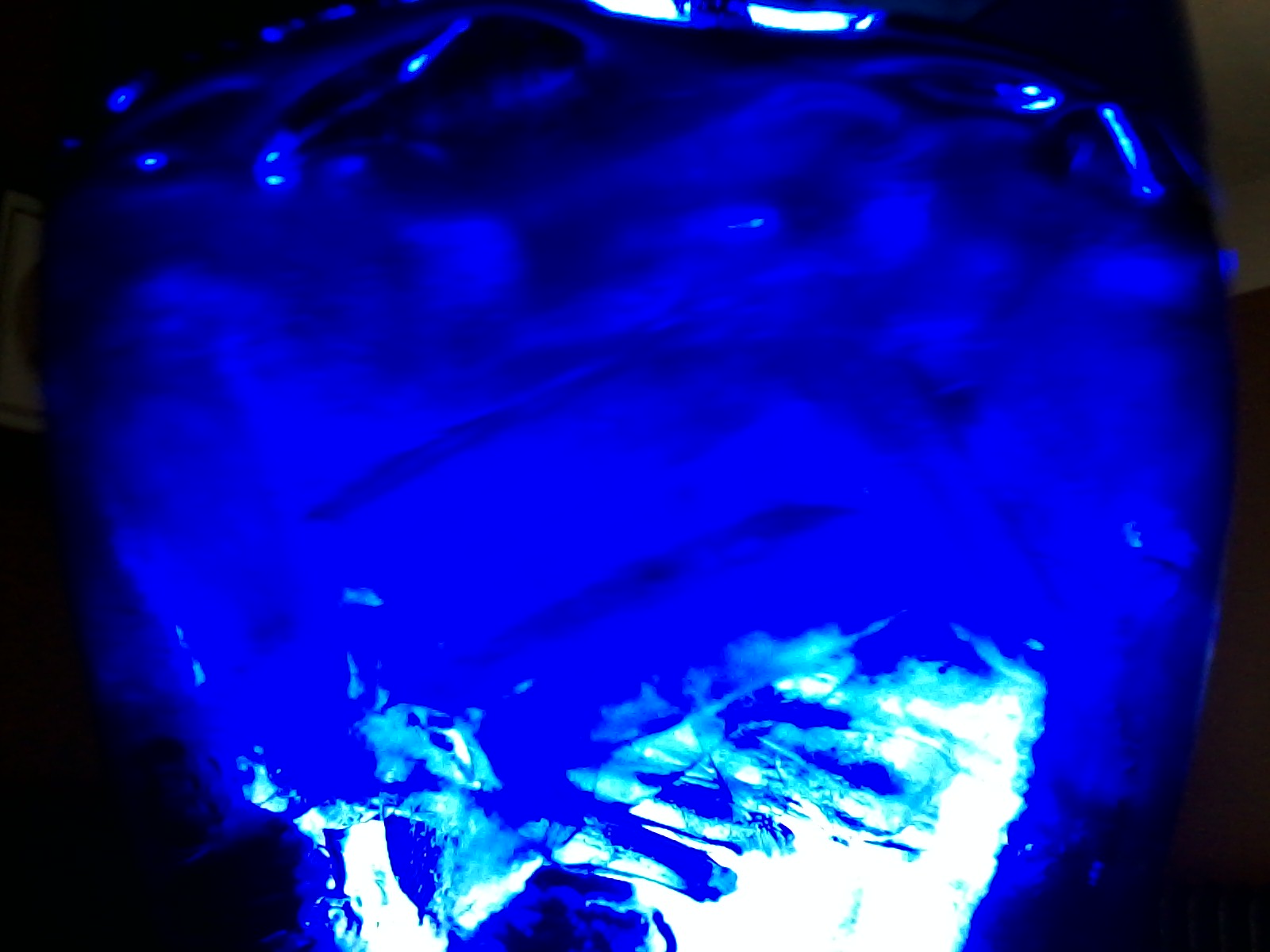 blue water glass in light affect