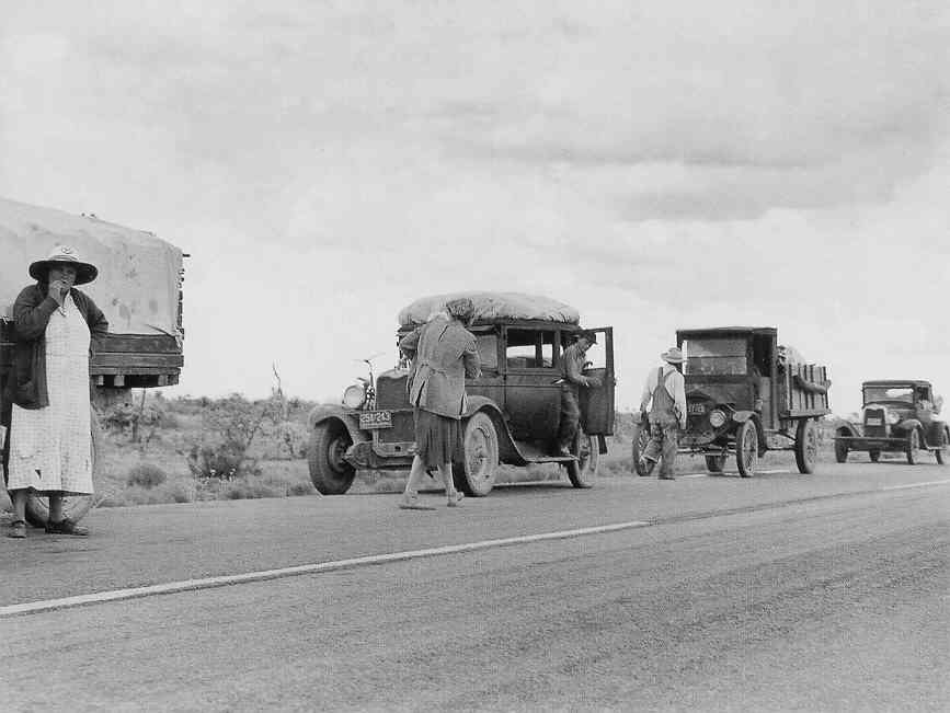 Dust bowl families heading west