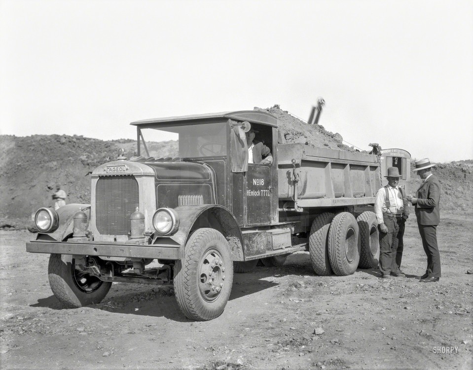 Fageol Dump Truck At Construction Site