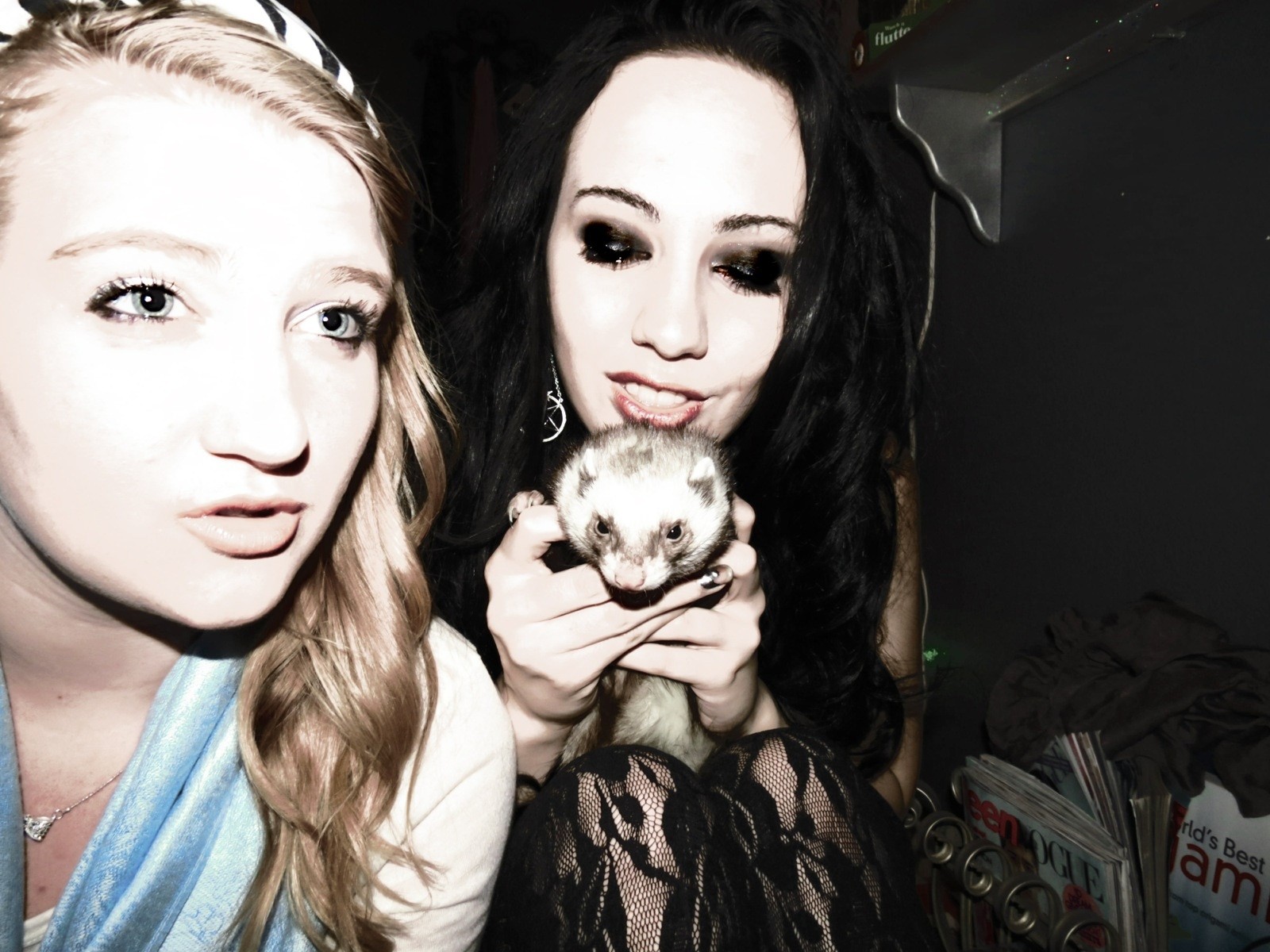 My sister my ferret and I :)