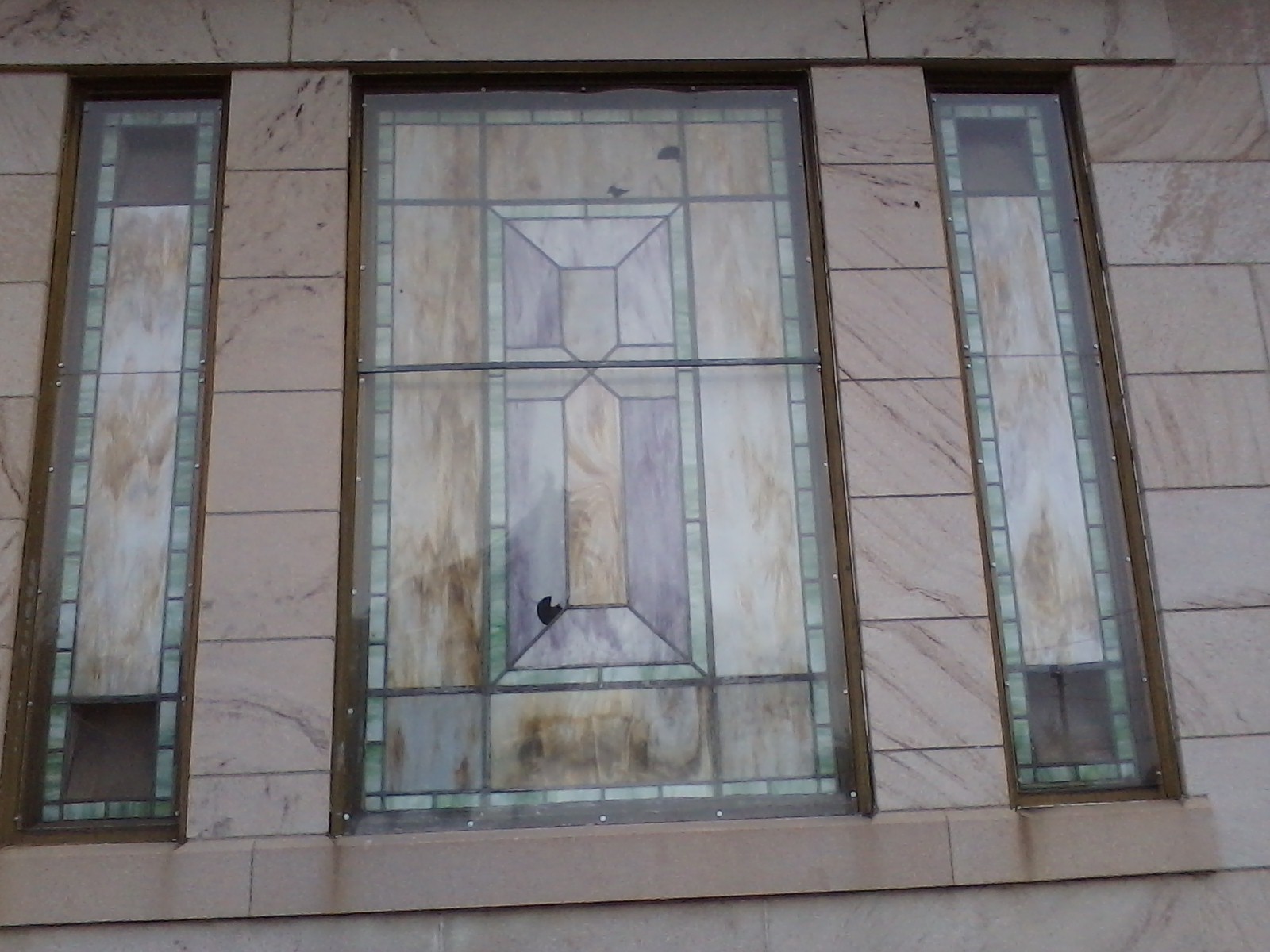 old pioneer cemetery masoleum glass window in sumner wa