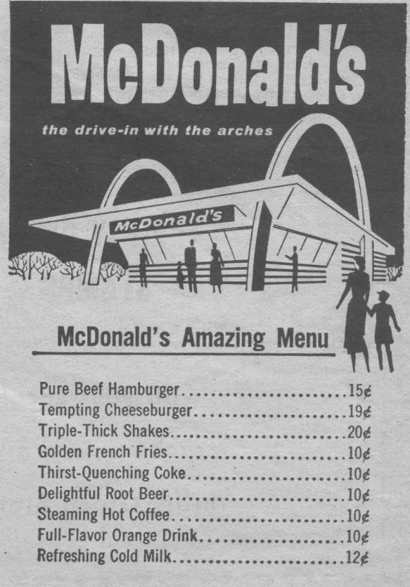 Older Mcdonalds menu