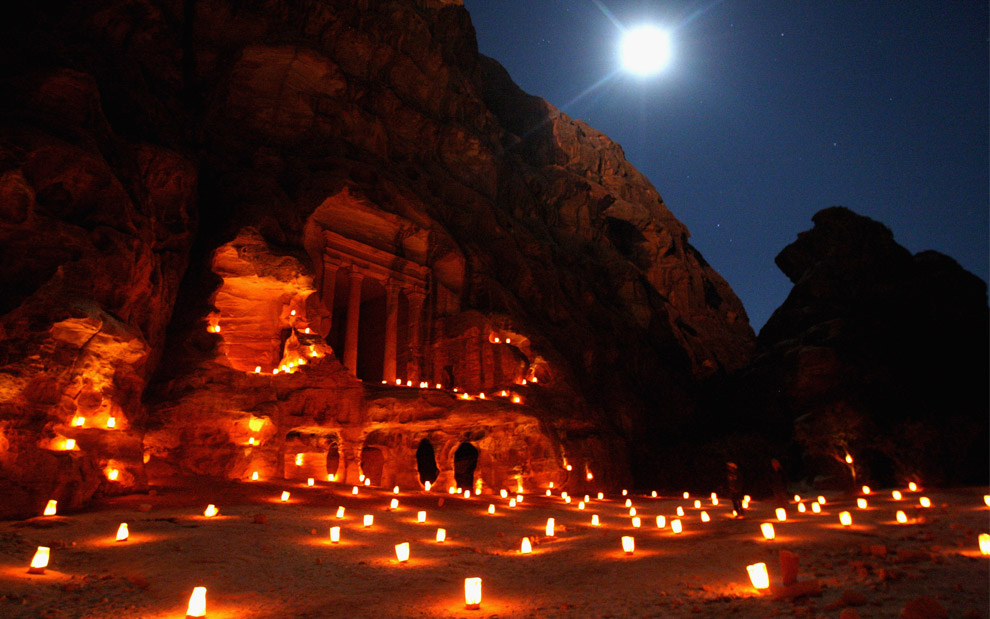 Petra at night.