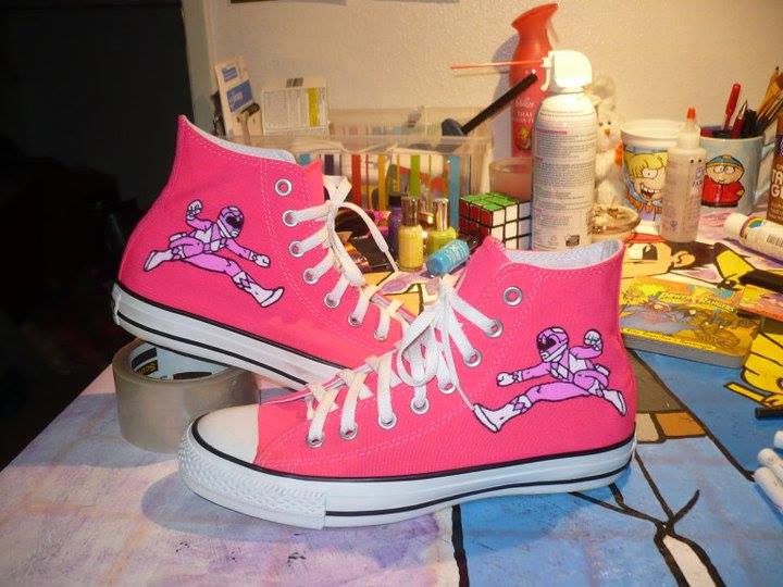 Pink Ranger Painted Shoes