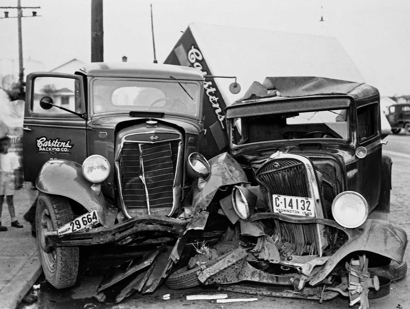 Truck on car wreck 1940