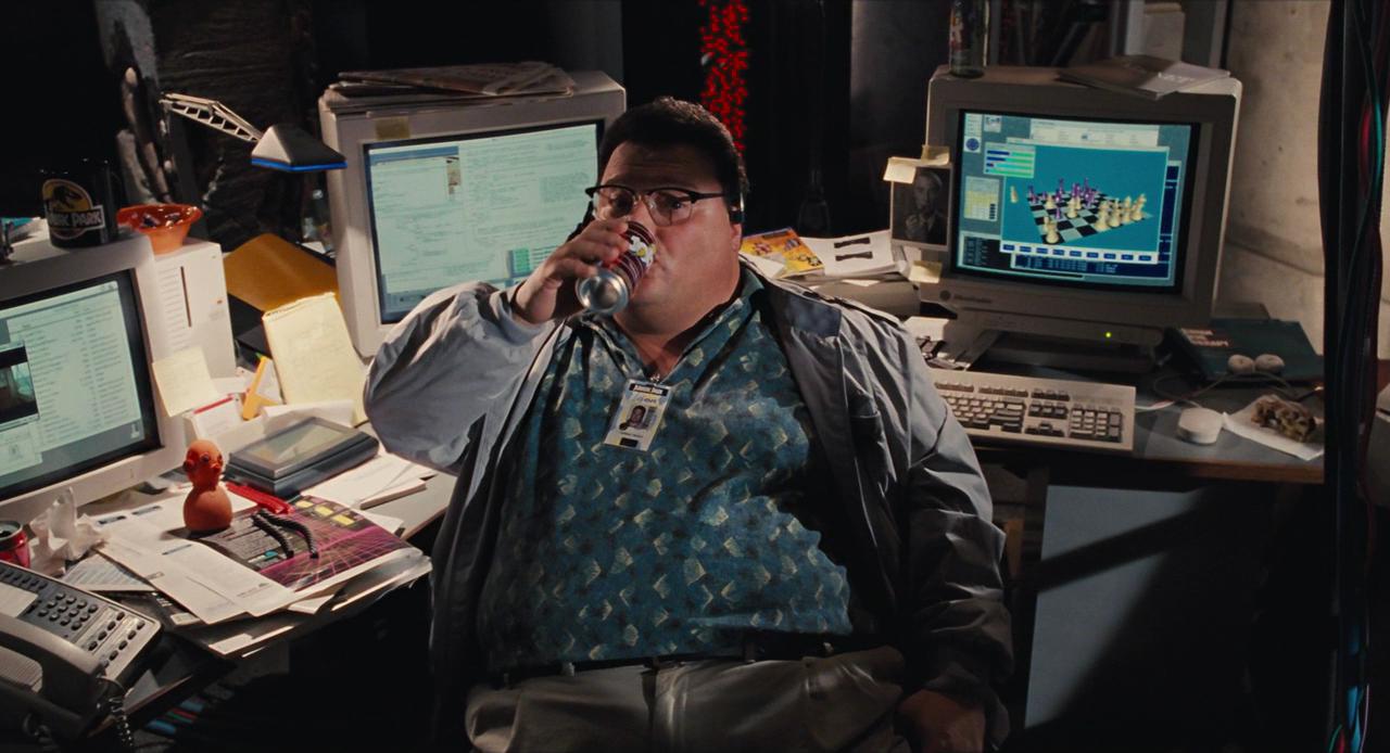 jurassic park - Why does Nedry have a photo of Oppenheimer on his computer  monitor? - Science Fiction & Fantasy Stack Exchange