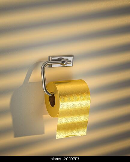 Golden toilet paper Stock Photo - Alamy