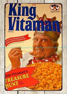 vintage reproduction CEREAL BOX art KING VITAMIN metal tin sign decor | eBay