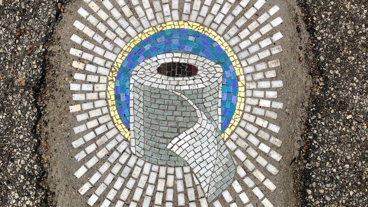 This Chicago artist is filling potholes with stunning mosaics of toilet  paper and hand sanitizer