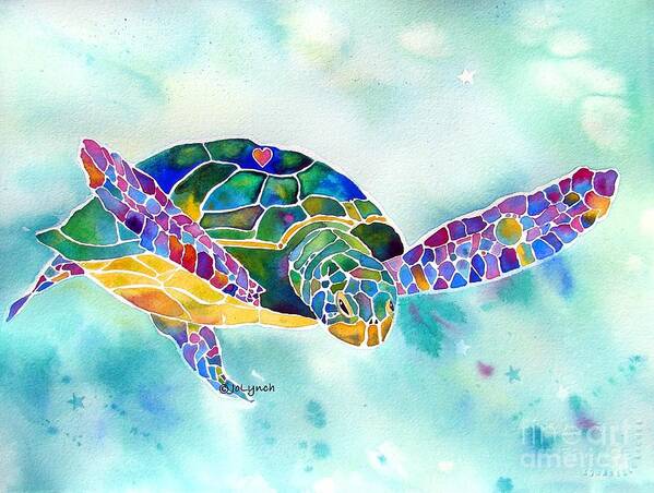 Sea Weed Sea Turtle Art Print by Jo Lynch - Pixels