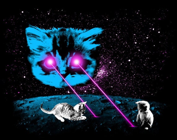 Print: Meta Laser Cat With Kittens Funny Cat Laser Space - Etsy