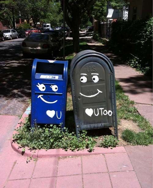 Awwwww... | Unique mailboxes, Garbage can, Street art