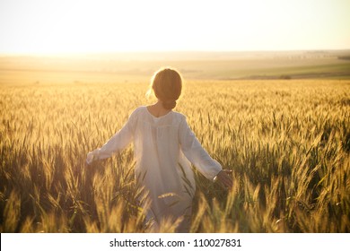 Woman Wheat Field On Background Setting Stock Photo 110027831 | Shutterstock