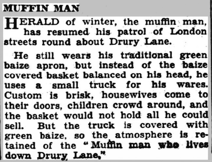 A newspaper cutting about muffin men